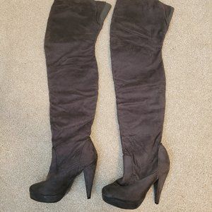 Thigh High Gray Heeled boots